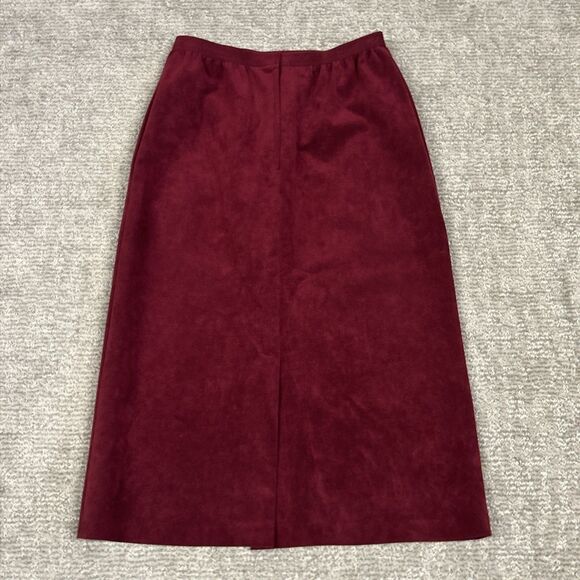 Abe Schrader Skirt Womens 8 Suede Pockets Red Union Made USA Vintage Midi - Picture 7 of 9